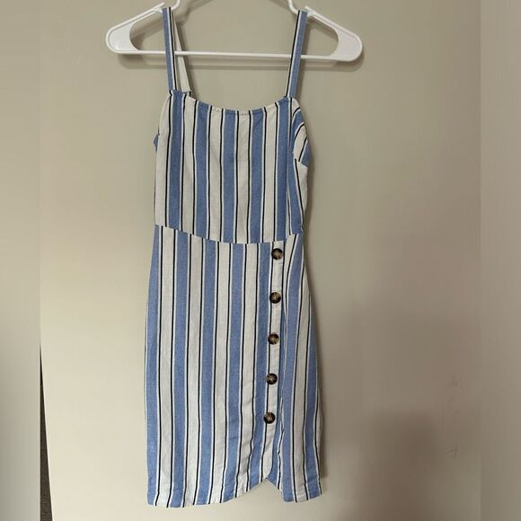 New Express Stripped Linen Dress - Picture 1 of 9